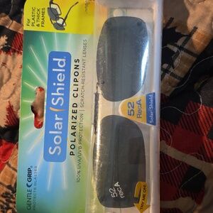 Polarized Clip-On Sunglasses - Black Solar Shield 52 Rec A